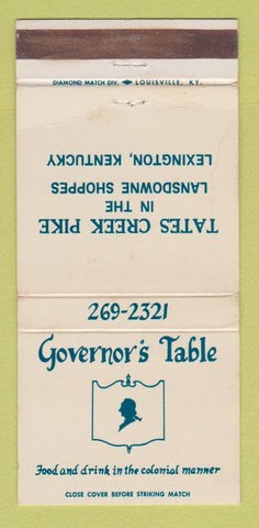 Matchbook Cover - Governor's Table Lexington KY CREASES 30 Strike