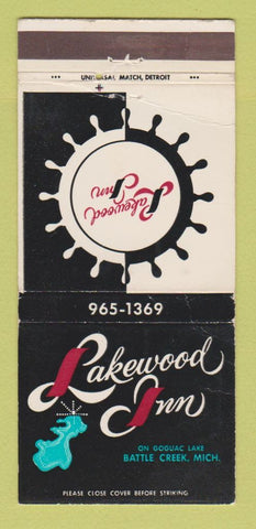 Matchbook Cover - Lakewood Inn Battle Creek MI WORN 30 Strike