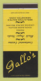 Matchbook Cover - Gallo's Restaurant Newington CT 30 Strike