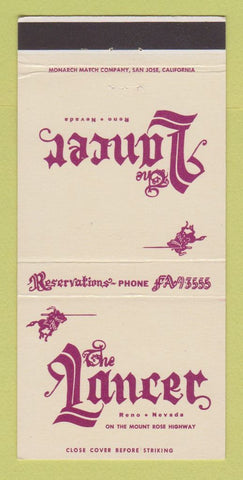 Matchbook Cover - The Lancer Restaurant Reno NV 30 Strike
