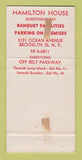 Matchbook Cover - Hamilton Hosue Sheepshead Bay Brooklyn NY WEAR 30 Strike