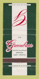 Matchbook Cover - Greenbrier White Sulphur Springs WV WEAR 30 Strike
