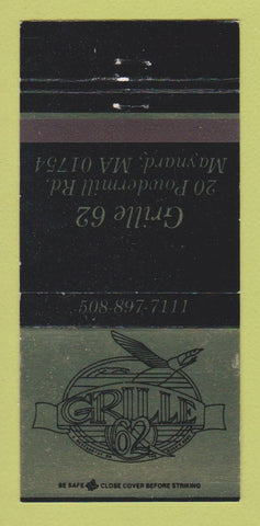 Matchbook Cover - Grille 62 Restaurant Maynard MA 30 Strike
