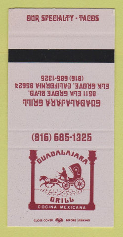 Matchbook Cover - Guadalajara Grill Mexican Elk Grove CA 30 Strike