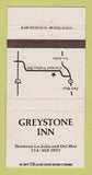 Matchbook Cover - Greystone Inn Del Mar CA 30 Strike