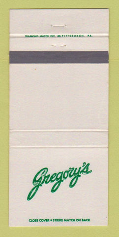 Matchbook Cover - Gregory's Restaurant Kirwan Heights PA WEAR 30 Strike