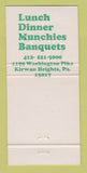 Matchbook Cover - Gregory's Restaurant Kirwan Heights PA WEAR 30 Strike