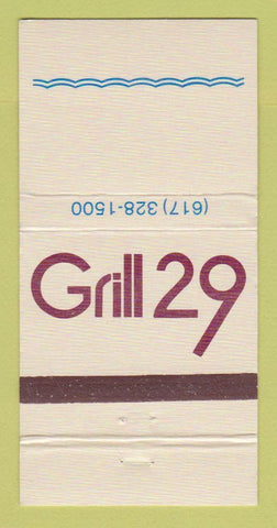 Matchbook Cover - Grill 29 Boston MA area 30 Strike
