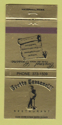 Matchbook Cover - Grotto Cassanelli Restaurant Haverhill MA 30 Strike