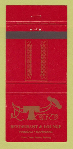 Matchbook Cover - Toro Restaurant Nassau Bahamas 30 Strike