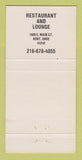 Matchbook Cover - Henry Wahner's Restaurant Kent OH 30 Strike