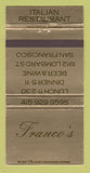 Matchbook Cover - Franco's Italian Restaurant San Francisco CA 30 Strike