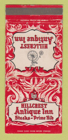 Matchbook Cover - Hillcrest Antique Inn Steaks Pasadena CA WEAR 30 Strike