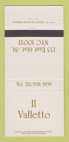 Matchbook Cover - Il Valletto New York City 30 Strike