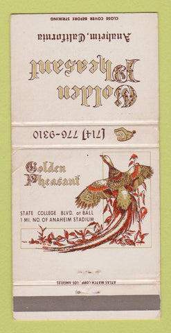 Matchbook Cover - Golden Pheasant Restaurant Anaheim CA WEAR 30 Strike