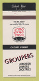 Matchbook Cover - Groupers Restaurant Palatine IL 30 Strike