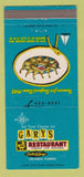 Matchbook Cover - Gary's Restaurant Orlando FL WEAR 30 Strike