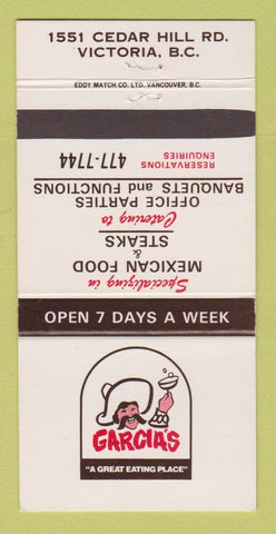 Matchbook Cover - Garcias Mexican Restaurant Victoria BC 30 Strike