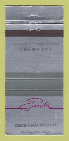 Matchbook Cover - Emiles French Restaurant San Jose CA WEAR 30 Strike