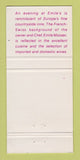 Matchbook Cover - Emiles French Restaurant San Jose CA WEAR 30 Strike