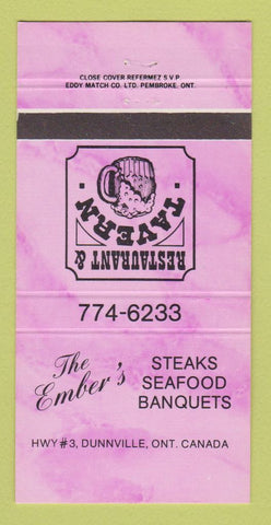 Matchbook Cover - Ember's Restaurant Dunnville ON 30 Strike