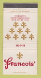 Matchbook Cover - Francois' Restaurant Huntington Beach CA WEAR 30 Strike