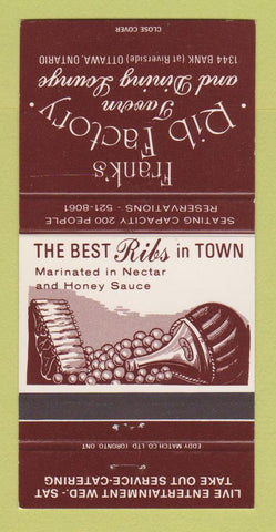 Matchbook Cover - Frank's Rib Factory Ottawa ON 30 Strike