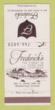 Matchbook Cover - Frederick's Restaurant Bensenville IL 30 Strike
