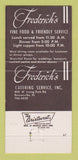 Matchbook Cover - Frederick's Restaurant Bensenville IL 30 Strike