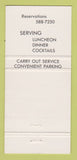 Matchbook Cover - Golden Flame Restaurant Silver Spring MD 30 Strike