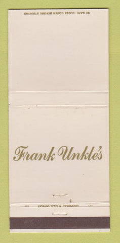 Matchbook Cover - Frank Unkle's Restaurant Toledo OH 30 Strike