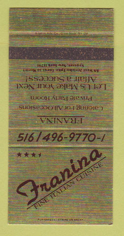 Matchbook Cover - Franina Italian Restaurant Syosset NY SAMPLE 30 Strike