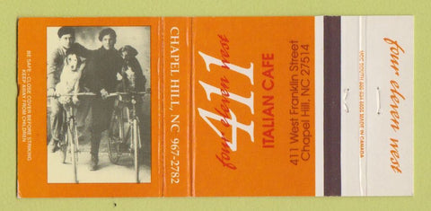 Matchbook Cover - 411 West Italian Cafe Chapel Hill NC 30 Strike