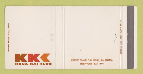 Matchbook Cover - Kona Kai Club San Diego CA WEAR 30 Strike