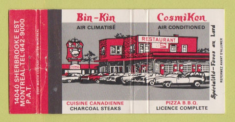 Matchbook Cover - Bin Kin Cosmi Kon Restaurant Montreal QC WEAR 30 Strike