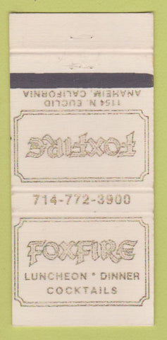 Matchbook Cover - Foxfire Restaurant Anaheim CA 30 Strike