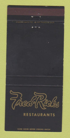Matchbook Cover - Fred Ricks Restaurants 30 Strike