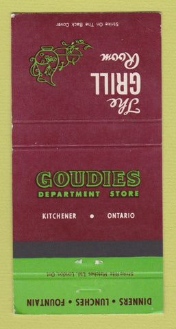 Matchbook Cover Goudies Deaprtment Store Kitchener ON Grill Room WEAR 30 Strike