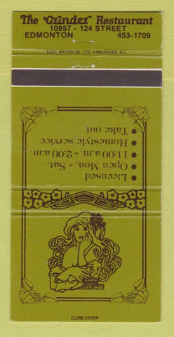 Matchbook Cover - Grinder Restaurant Edmonton AB 30 Strike