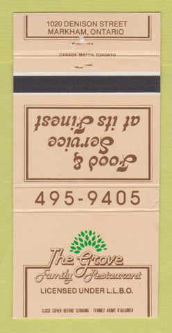 Matchbook Cover - The Grove Restaurant Markham ON 30 Strike