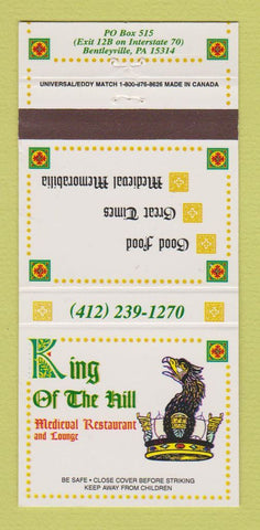 Matchbook Cover - King of the Hill Medival Restaurant Bentleyville PA 30 Strike
