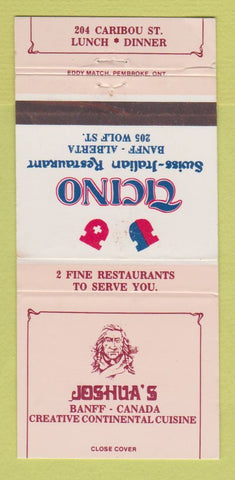 Matchbook Cover - Joshua's Restaurant Banff AB Ticino WEAR 30 Strike