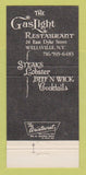 Matchbook Cover - The Gaslight Restaurant Wellsville NY 30 Strike