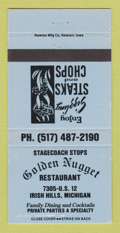 Matchbook Cover - Golden Nugget Restaurant Irish Hills MI 30 Strike