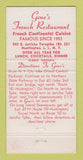 Matchbook Cover - Gene's French Restaurant Huntington LI NY 30 Strike