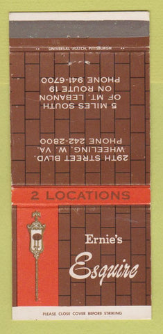 Matchbook Cover - Ernie's Esquire Restaurant Wheeling WV WEAR 30 Strike