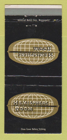 Matchbook Cover - Hemisphere Room Rochester MN Kahler Hotel WEAR 30 Strike
