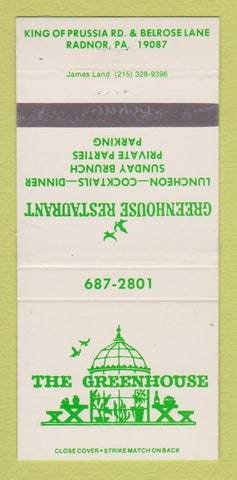 Matchbook Cover - Greenhouse Restaurant Radnor PA 30 Strike