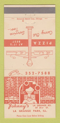 Matchbook Cover - Johnny's Pizza La Grange Park IL 30 Strike