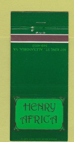 Matchbook Cover - Henry Africa Restaurant Alexandria VA 30 Strike
